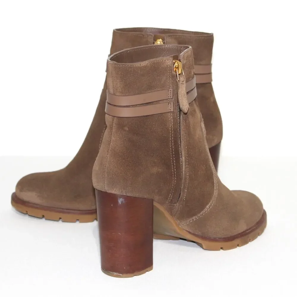 Tory Burch Leigh Lug Sole Booties In River Rock/ River Rock Size 8